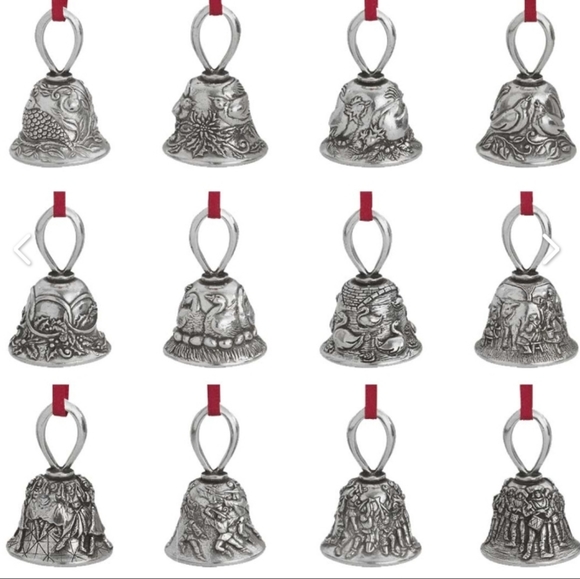 12pc. DANFORTH Pewter OF Vermont Complete Mini 12 Days Of Christmas Bells Set
